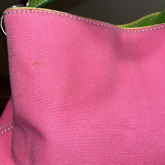 Tommy Hilfiger Swinger Satchel pink and yellow green purse PERFECT FOR SPRING! - Picture 14 of 16